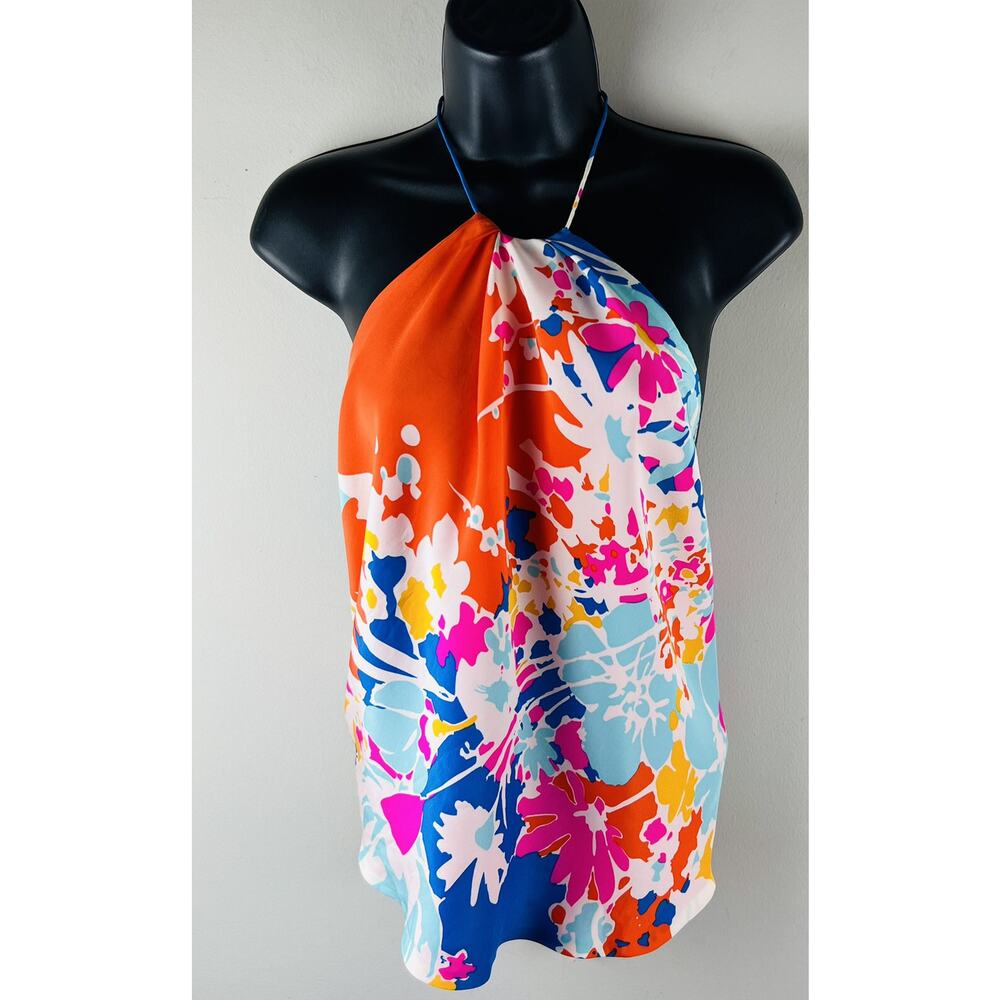 Julie Brown NYC Halter Top OS Colorful Sleeveless Lined Sexy Tie Back NWT Y2K